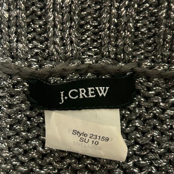 J Crew Metallic Silver Button Down Cardigan Small Holiday Christmas New Years - Picture 9 of 9